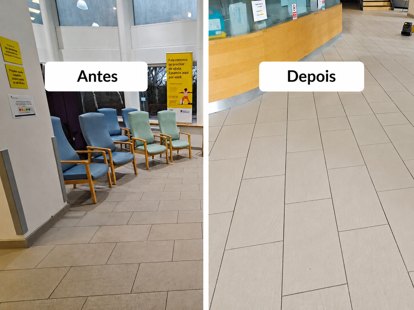 Piso comercial - antes e depois